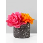 Serene Spaces Living Black Terrazzo Cylinder for Flowers, 4" Tall & 4.75" Dia
