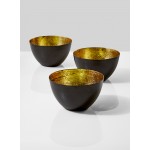 Serene Spaces Living Set of 4 Stylish Black & Gold Bowls, 2.5" Tall & 4" Dia